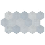 Anatolia Tile 8 In Hex Tapestri Denim 4500-0986-0 Blend Denim Blend Hexagon 8.5x8.5 - premium natural stone mosaic tile from Anatolia Tile, available at PoshHaus showroom in Keene, NH