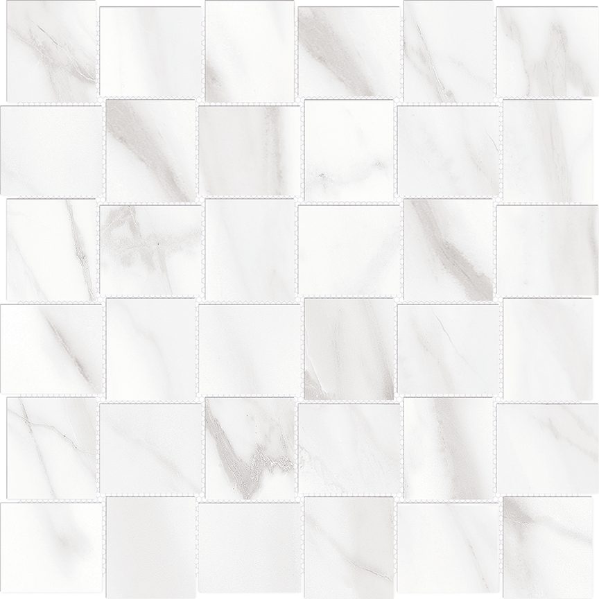 Anatolia Tile 2X2 Basketweave Mayfair Volakas Grigio Matte Porcelain Mosaics. 1 Sheet = .98 Sq. Ft. 4501-0133-1 Volakas Grigio 2x2 Basketweave Matte - premium natural stone mosaic tile from Anatolia Tile, available at PoshHaus showroom in Keene, NH