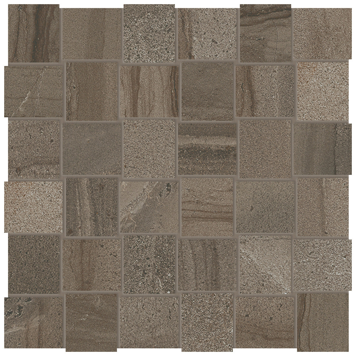 Anatolia Tile 2X2 Basketweave Amelia Matte Earth 36 Piece Porcelain Mosaics. 1 Sheet = .97 Sq. Ft. 4501-0002-0 (69-076) Earth Basketweave 2x2 - premium natural stone mosaic tile from Anatolia Tile, available at PoshHaus showroom in Keene, NH