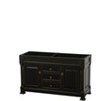 Andover 60 Inch Double Bathroom Vanity in Black, No Countertop, No Sink, and No Mirror PoshHaus