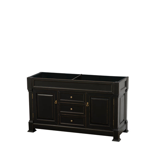 Andover 60 Inch Double Bathroom Vanity in Black, No Countertop, No Sink, and No Mirror PoshHaus