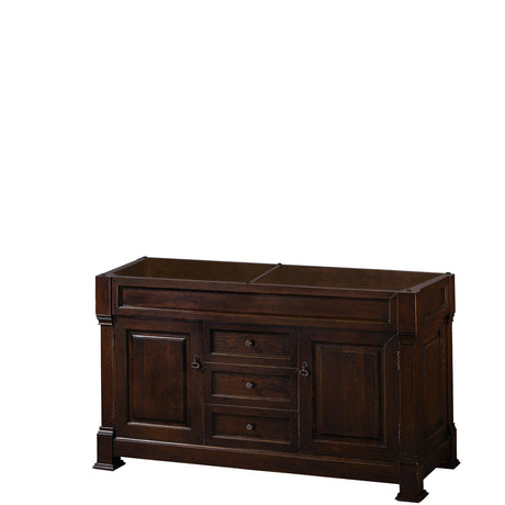 Andover 60 Inch Double Bathroom Vanity in Dark Cherry, No Countertop, No Sink, and No Mirror PoshHaus