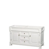 Andover 60 Inch Double Bathroom Vanity in White, No Countertop, No Sink, and No Mirror PoshHaus