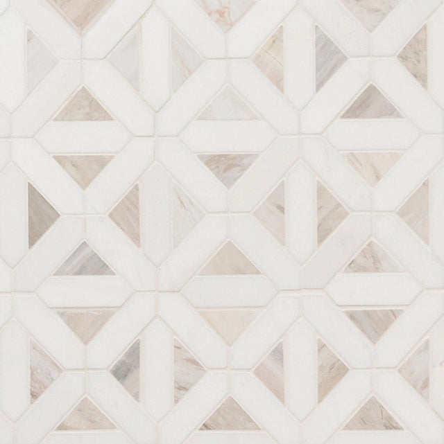 Angora geometric 12x12 polished marble mesh mounted mosaic tile SMOT-ANGORA-GEOP product shot angle view