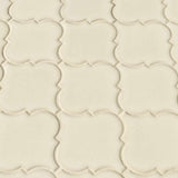 Antique white arabesque 10.83X15.5 glazed ceramic mesh mounted mosaic wall tile SMOT-PT-AW-ARABESQ product shot multiple tiles angle view