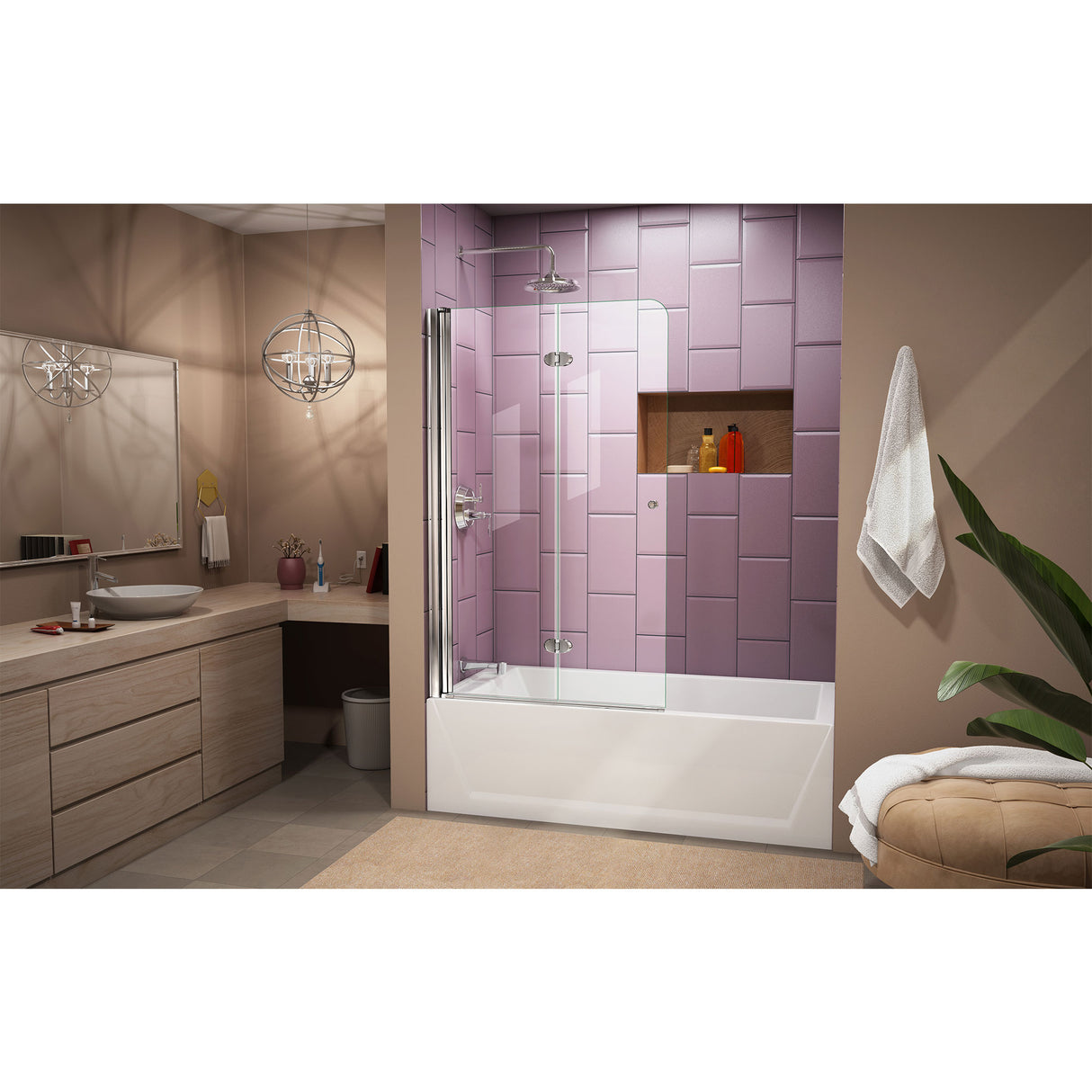 DreamLine Aqua Fold 36 in. W x 58 in. H Frameless Bi-Fold Tub Door in Chrome