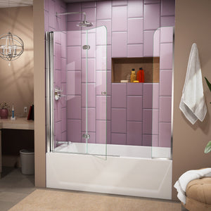 DreamLine Aqua Fold 56-60 in. W x 58 in. H Frameless Bi-Fold Tub Door with Extender Panel in Chrome