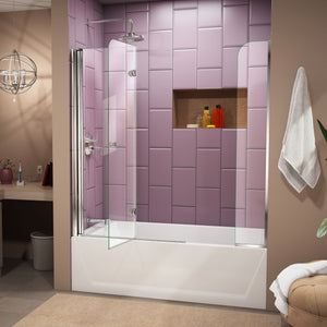 DreamLine Aqua Fold 56-60 in. W x 58 in. H Frameless Bi-Fold Tub Door with Extender Panel in Chrome