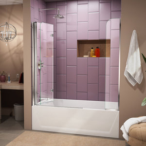 DreamLine Aqua Fold 56-60 in. W x 58 in. H Frameless Bi-Fold Tub Door with Extender Panel in Chrome