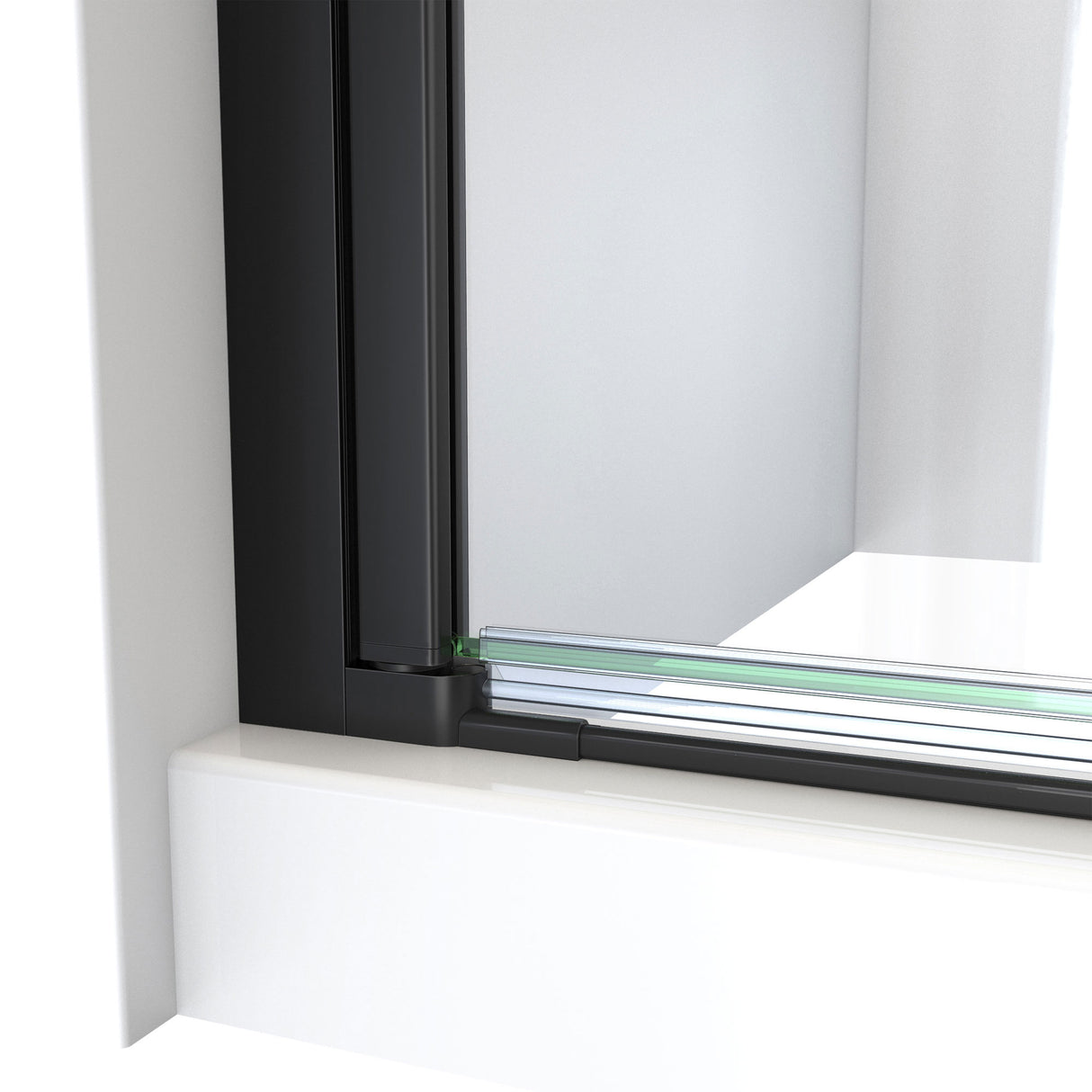 DreamLine Aqua-Q Fold 32 in. D x 32 in. W x 74 3/4 in. H Frameless Bi-Fold Shower Door in Satin Black with Biscuit Base Kit