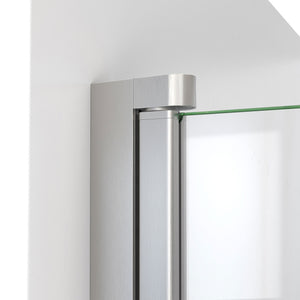 DreamLine Aqua-Q Fold 32 in. D x 32 in. W x 74 3/4 in. H Frameless Bi-Fold Shower Door in Brushed Nickel with Black Base Kit