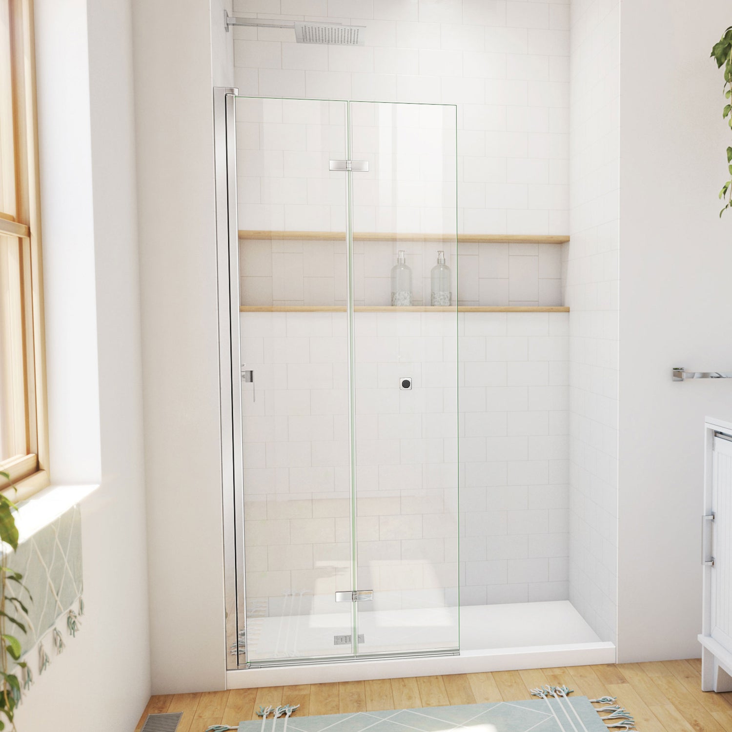 DreamLine Aqua-Q Fold 29 1/2 in. W x 72 in. H Frameless Bi-Fold Shower Door in Chrome