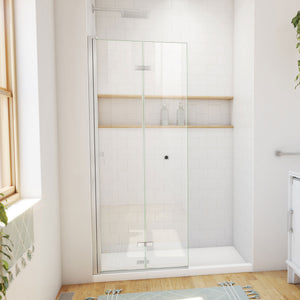 DreamLine Aqua-Q Fold 29 1/2 in. W x 72 in. H Frameless Bi-Fold Shower Door in Brushed Nickel