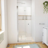DreamLine Aqua-Q Fold 36 in. D x 36 in. W x 74 3/4 in. H Frameless Bi-Fold Shower Door in Chrome with Biscuit Acrylic Base Kit