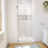 DreamLine Aqua-Q Fold 32 in. D x 32 in. W x 74 3/4 in. H Frameless Bi-Fold Shower Door in Chrome with White Acrylic Base Kit
