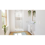 DreamLine Aqua-Q Fold 36 in. D x 36 in. W x 74 3/4 in. H Frameless Bi-Fold Shower Door in Brushed Nickel with White Base Kit