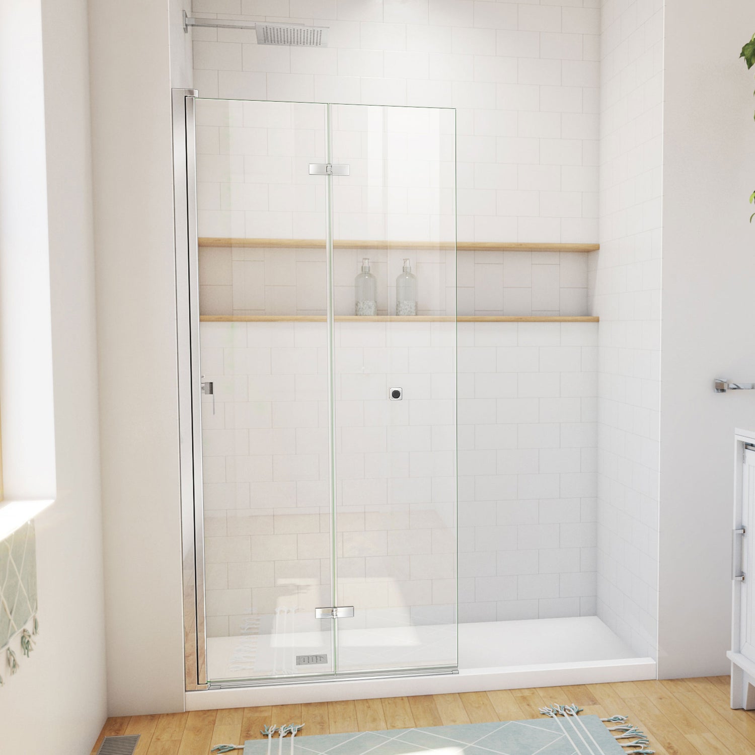 DreamLine Aqua-Q Fold 33 1/2 in. W x 72 in. H Frameless Bi-Fold Shower Door in Chrome