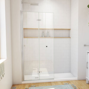 DreamLine Aqua-Q Fold 33 1/2 in. W x 72 in. H Frameless Bi-Fold Shower Door in Brushed Nickel
