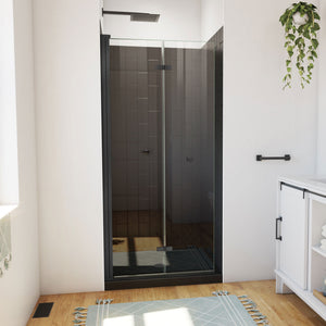 DreamLine Aqua-Q Fold 36 in. D x 36 in. W x 76 3/4 in. H Frameless Bi-Fold Shower Door in Satin Black with Black Acrylic Kit