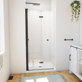 DreamLine Aqua-Q Fold 36 in. D x 36 in. W x 76 3/4 in. H Frameless Bi-Fold Shower Door in Satin Black with White Acrylic Kit