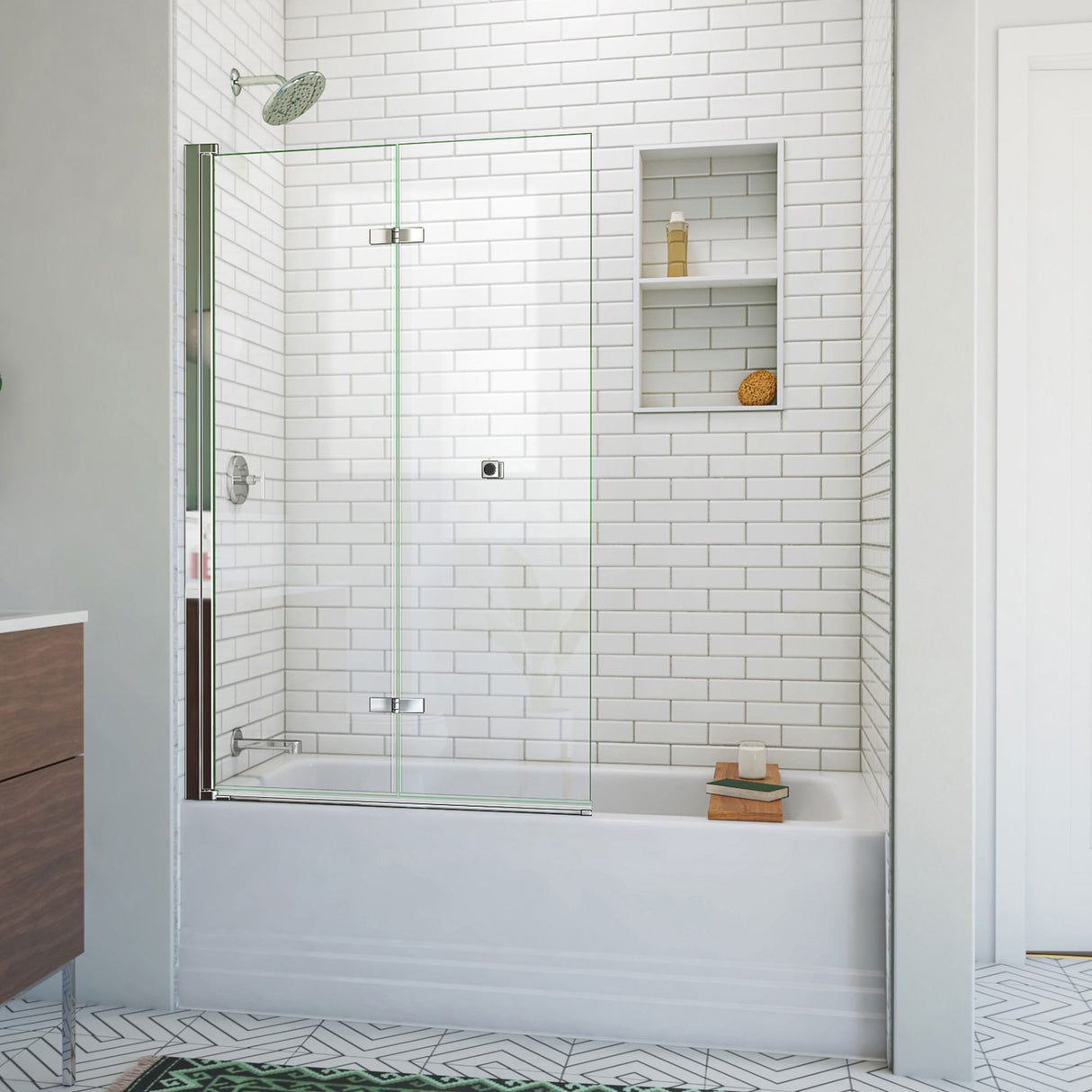 DreamLine Aqua-Q Fold 36 in. W x 58 in. H Frameless Bi-Fold Tub Door in Chrome