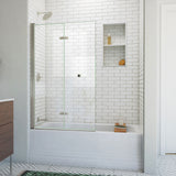 DreamLine Aqua-Q Fold 36 in. W x 58 in. H Frameless Bi-Fold Tub Door in Brushed Nickel