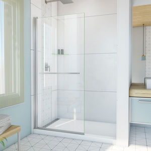 DreamLine Aqua-Q Swing 33 1/2 in. W x 72 in. H Frameless Shower Door in Brushed Nickel