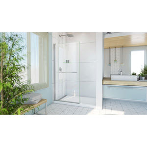 DreamLine Aqua-Q Swing 33 1/2 in. W x 72 in. H Frameless Shower Door in Brushed Nickel