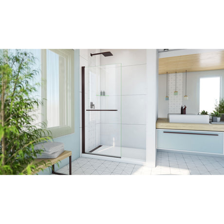 DreamLine Aqua-Q Swing 33 1/2 in. W x 72 in. H Frameless Shower Door in Oil Rubbed Bronze