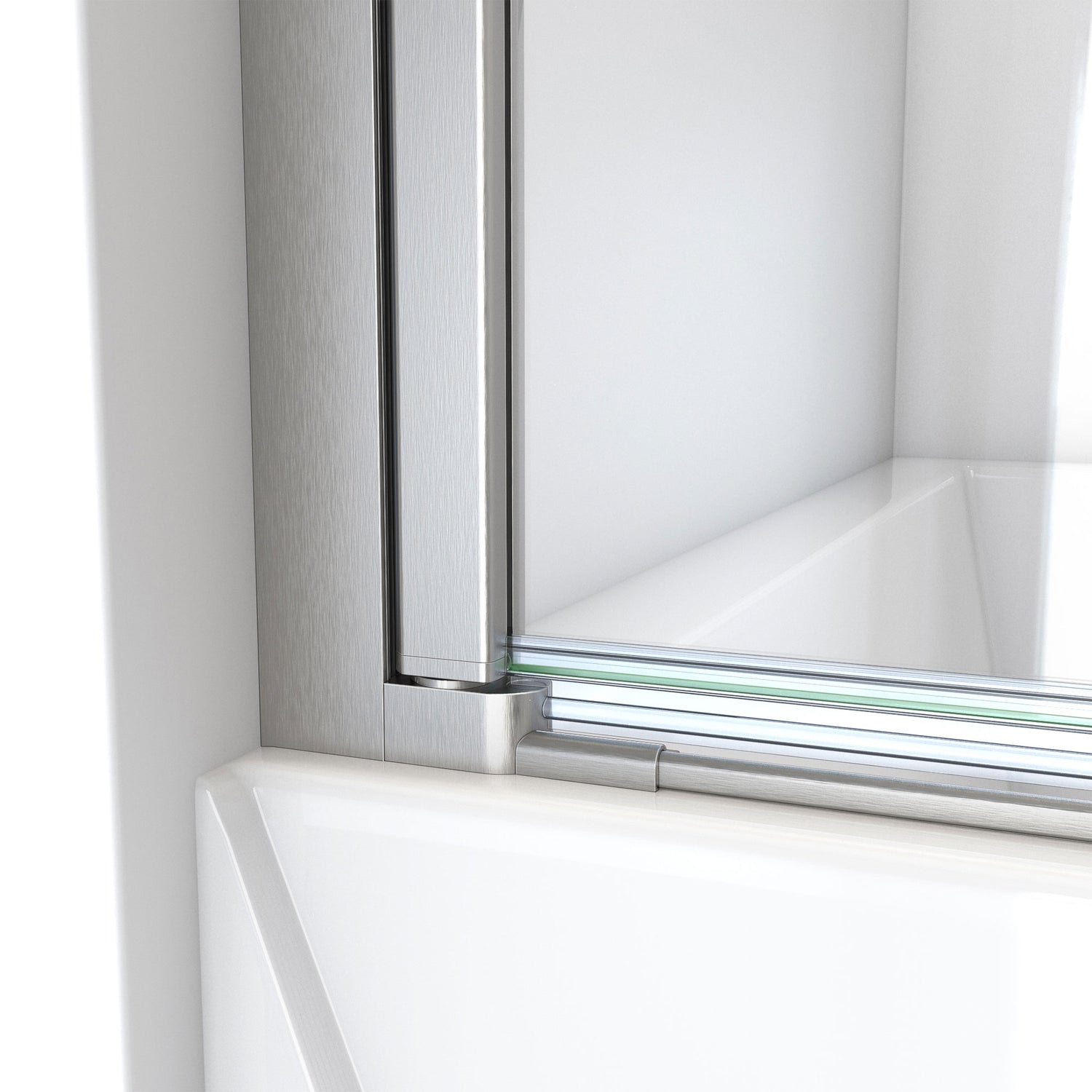 DreamLine Aqua-Q Swing 39 1/2 in. W x 72 in. H Frameless Shower Door in Brushed Nickel