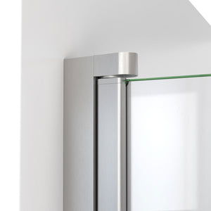 DreamLine Aqua-Q Swing 33 1/2 in. W x 72 in. H Frameless Shower Door in Brushed Nickel