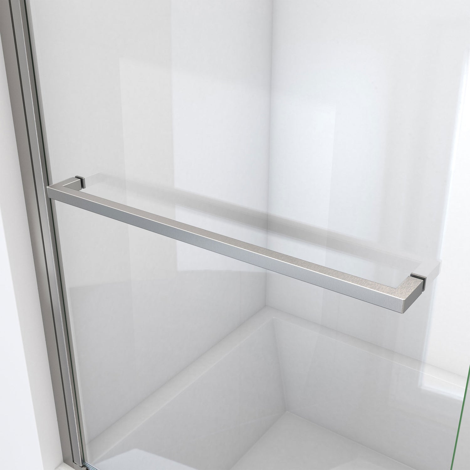 DreamLine Aqua-Q Swing 39 1/2 in. W x 72 in. H Frameless Shower Door in Brushed Nickel