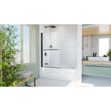 DreamLine Aqua-Q Swing 34 in. W x 58 in. H Frameless Tub Door in Satin Black