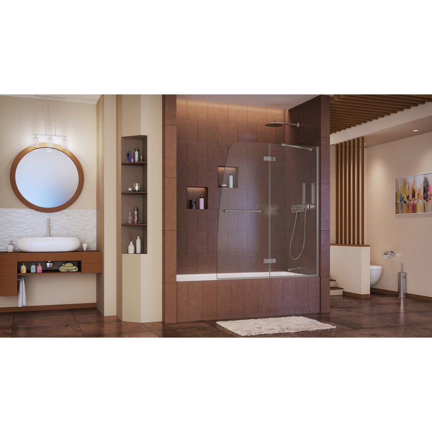 DreamLine Aqua Ultra 48 in. W x 58 in. H Frameless Hinged Tub Door in Brushed Nickel