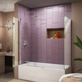 DreamLine Aqua Fold 56-60 in. W x 30 in. D x 58 in. H Frameless Bi-Fold Tub Door with Return Panel in Chrome