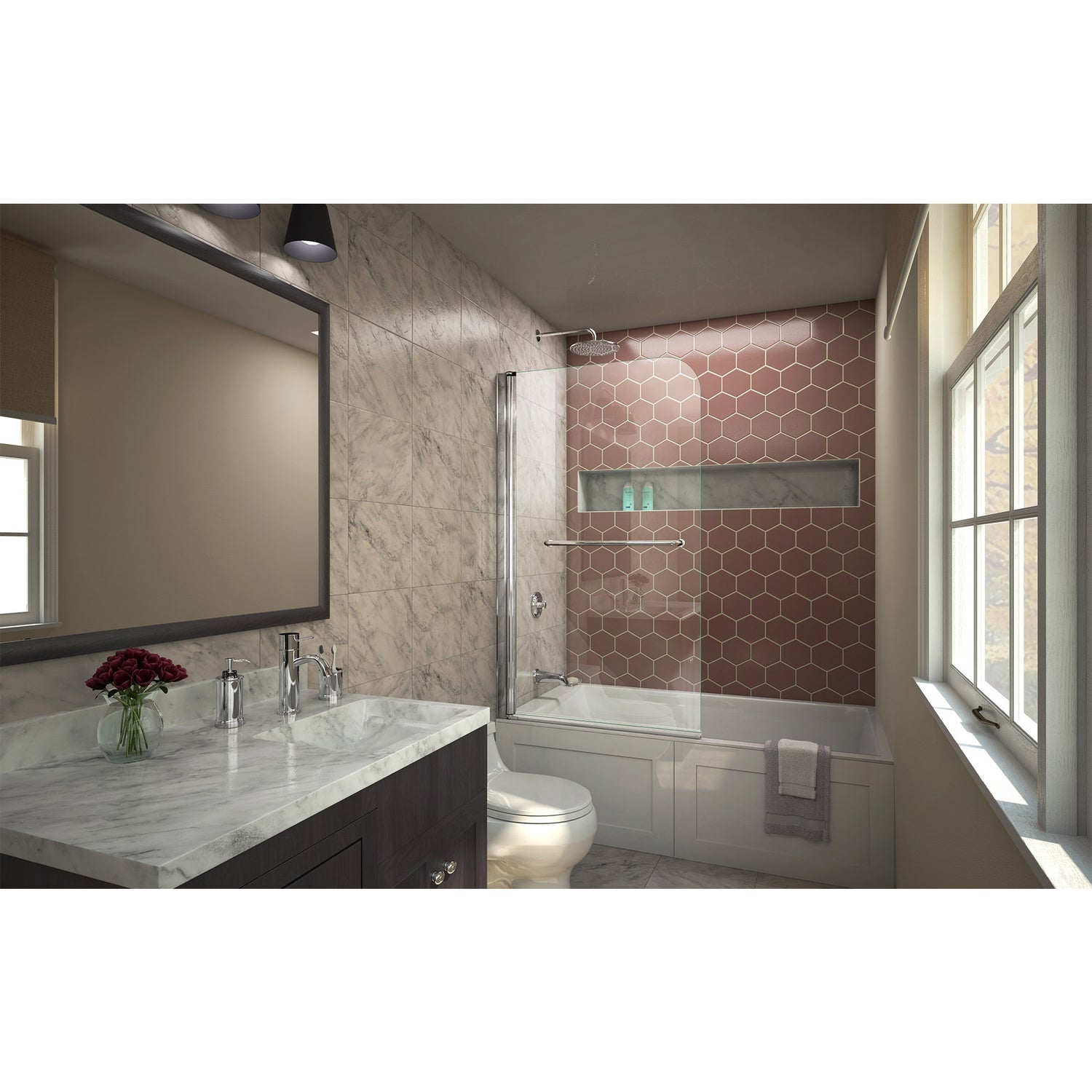 DreamLine Aqua Swing 34 in. W x 58 in. H Frameless Tub Door in Chrome