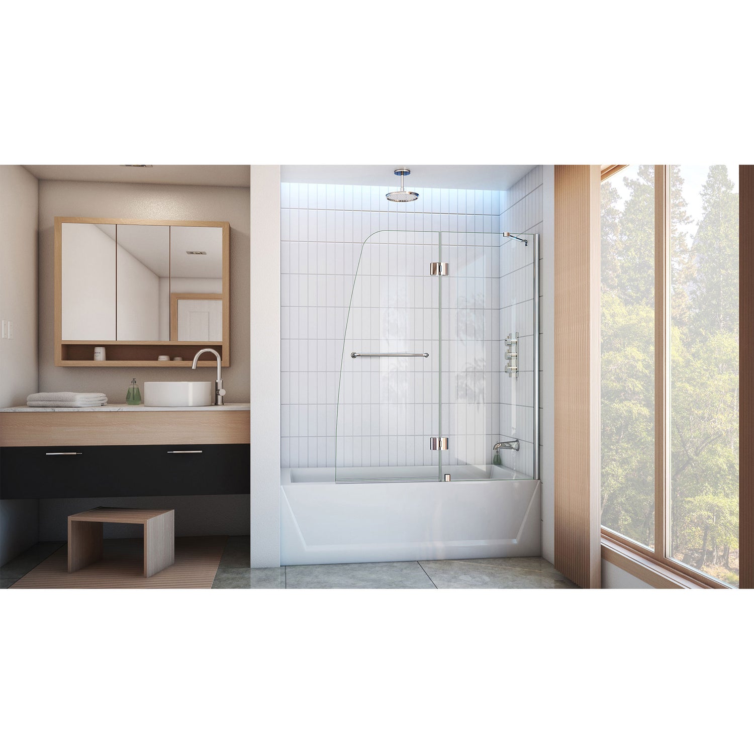DreamLine Aqua 48 in. W x 58 in. H Frameless Hinged Tub Door in Chrome