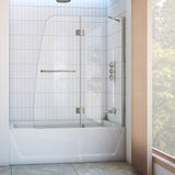 DreamLine Aqua 48 in. W x 58 in. H Frameless Hinged Tub Door in Brushed Nickel
