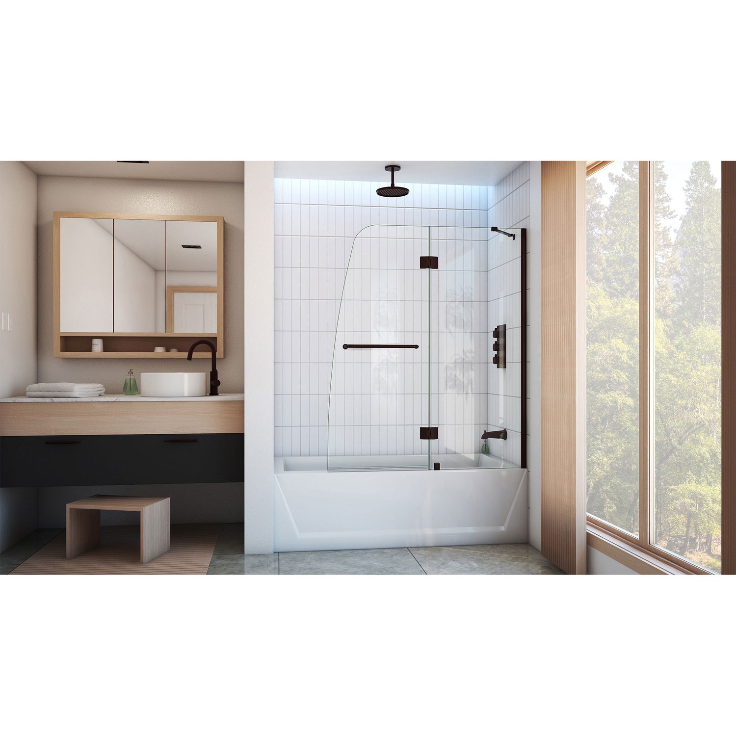 DreamLine Aqua 48 in. W x 58 in. H Frameless Hinged Tub Door in Oil Rubbed Bronze