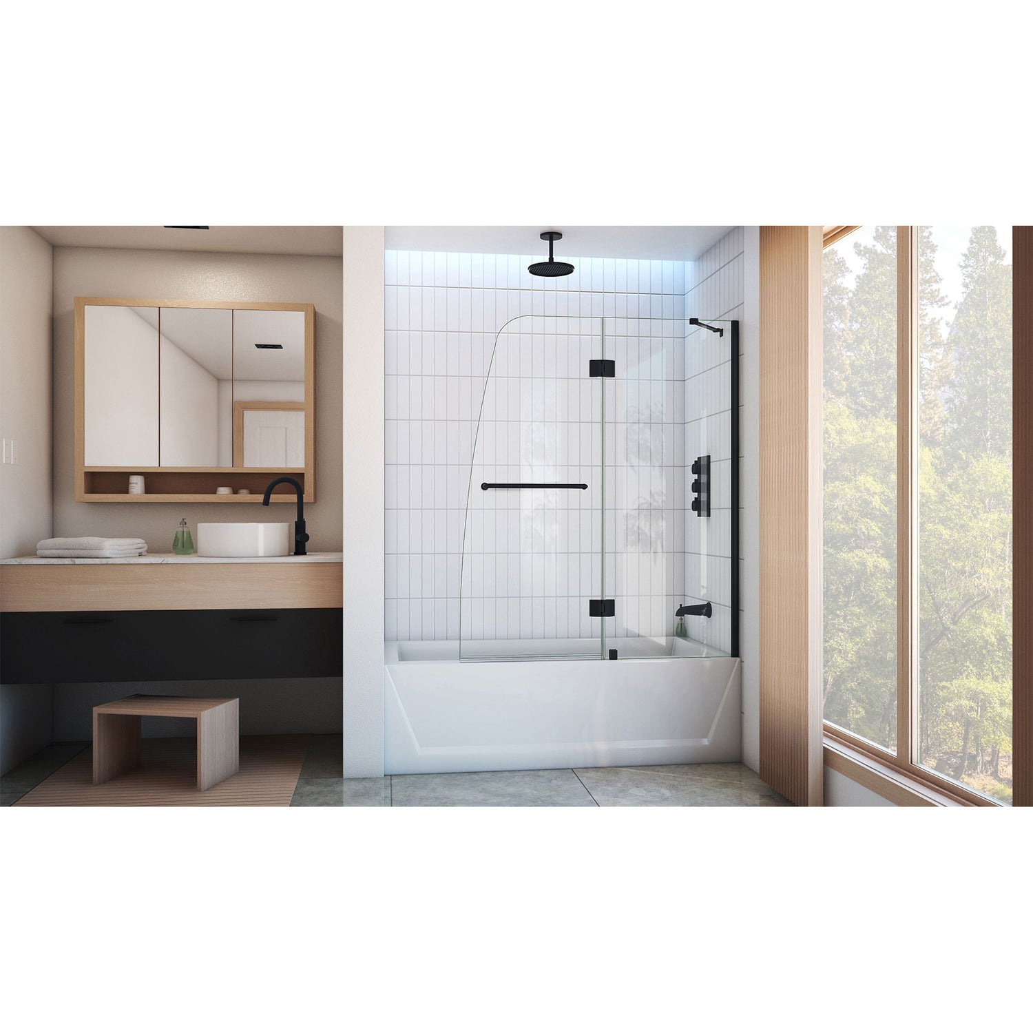 DreamLine Aqua 48 in. W x 58 in. H Frameless Hinged Tub Door in Satin Black