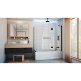 DreamLine Aqua 56-60 in. W x 30 in. D x 58 in. H Frameless Hinged Tub Door with 30 in. Return Panel in Satin Black