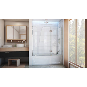 DreamLine Aqua 56-60 in. W x 58 in. H Frameless Hinged Tub Door with Extender Panel in Chrome