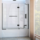 DreamLine Aqua 56-60 in. W x 58 in. H Frameless Hinged Tub Door with Extender Panel in Satin Black