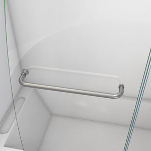 DreamLine Aqua 56-60 in. W x 58 in. H Frameless Hinged Tub Door with Extender Panel in Brushed Nickel