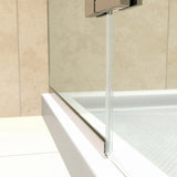 DreamLine Aqua Ultra 34 in. D x 60 in. W x 74 3/4 in. H Frameless Shower Door in Brushed Nickel and Left Drain White Base Kit