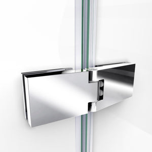 DreamLine Aqua Ultra 36 in. D x 60 in. W x 74 3/4 in. H Frameless Shower Door in Chrome and Left Drain Biscuit Base Kit