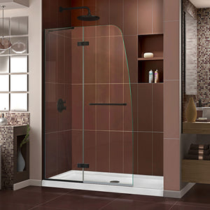 DreamLine Aqua Ultra 45 in. W x 72 in. H Frameless Hinged Shower Door in Satin Black
