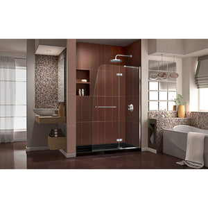 DreamLine Aqua Ultra 36 in. D x 60 in. W x 74 3/4 in. H Frameless Shower Door in Chrome and Right Drain Black Base Kit