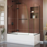 DreamLine Aqua Ultra 48 in. W x 30 in. D x 58 in. H Frameless Hinged Tub Door with Return Panel in Satin Black