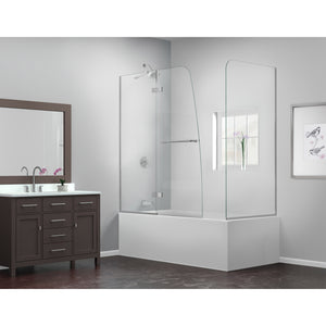 DreamLine Aqua Ultra 48 in. W x 30 in. D x 58 in. H Frameless Hinged Tub Door with Return Panel in Chrome